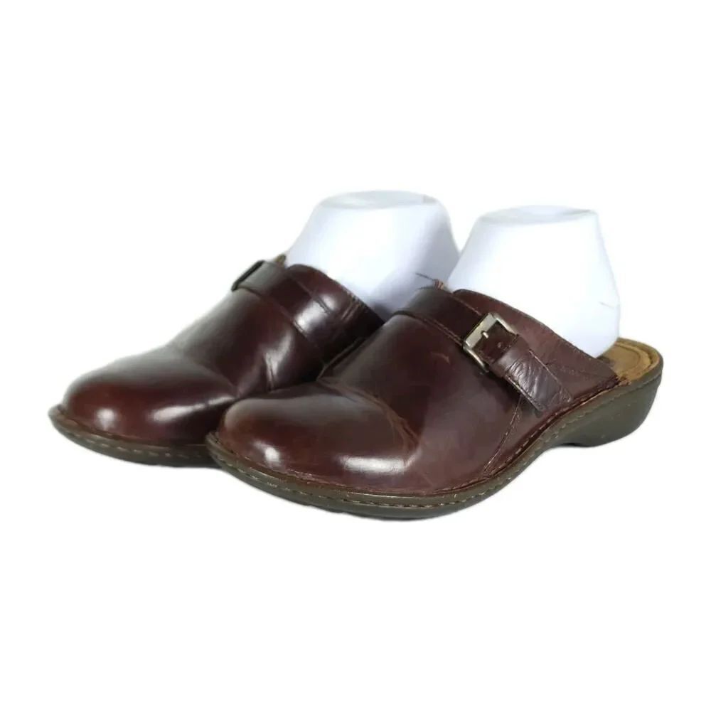 UGG Women's Livia US8 Brown Wool Lined Leather Slip On Clogs Mules Shoes